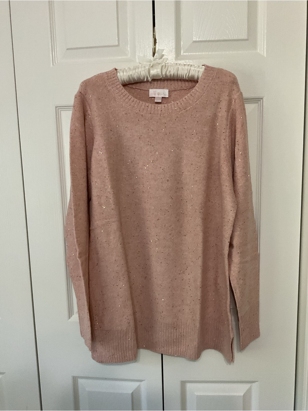 Kim Gravel Ballet Pink Sequin Crewneck Sweater -